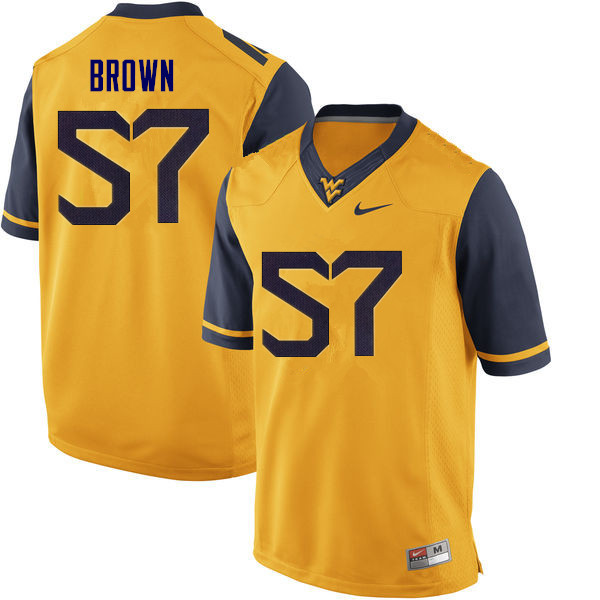 NCAA Men's Michael Brown West Virginia Mountaineers Yellow #57 Nike Stitched Football College Authentic Jersey NN23P63WP